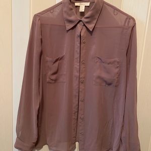 Taupe Chiffon Button Up